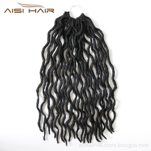 Aisi Hair Synthetic 16 Inch Crochet Hair Braids Faux Locs Afro Crochet Curly Goddess Braiding Hair for Black Women